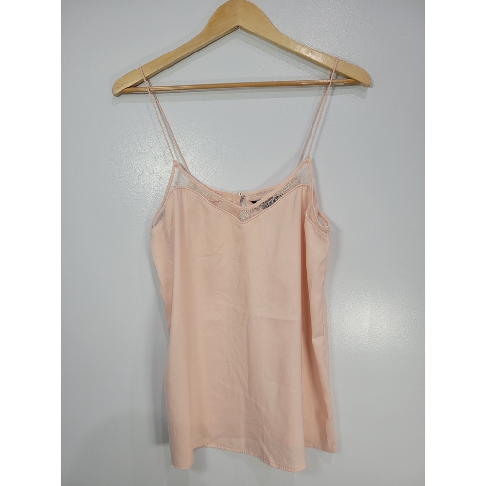 Victoria's Secret Lace Trim Camisole Top Peach Pink V-Neck Spaghetti Strap Small